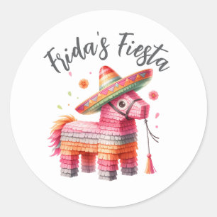 Mexikanischer Wasserfarben Piñata Sombrero Individ Runder Aufkleber