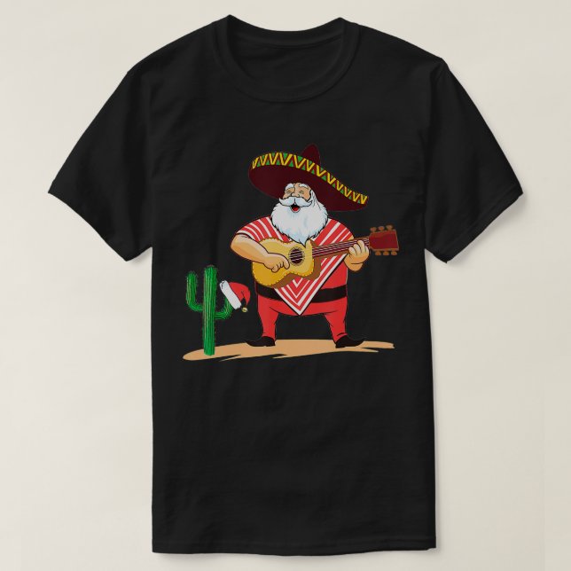 Mexikanischer Weihnachtsmann Sombrero Mustache T-Shirt (Design vorne)