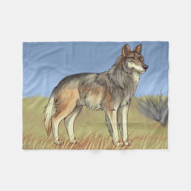 Mexikanischer Wolf Fleecedecke (Vorderseite (Horizontal))