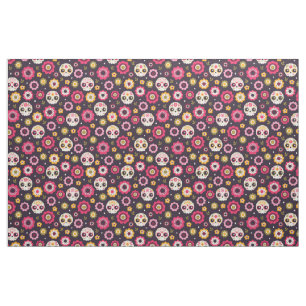 Mexikanischer Zuckerschädel-Blumenmuster Stoff