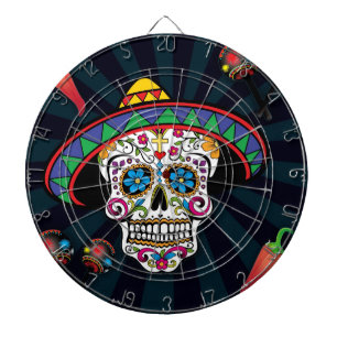 Mexikanischer Zuckerschädel-Dartboard Dartscheibe