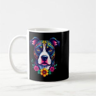 Mexikanischer Zuckerschädel Pitbull Hund Dia De Mu Kaffeetasse