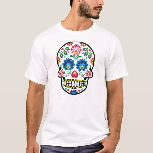 Mexikanischer Zuckerschädel, polnische T-Shirt (Vorderseite)