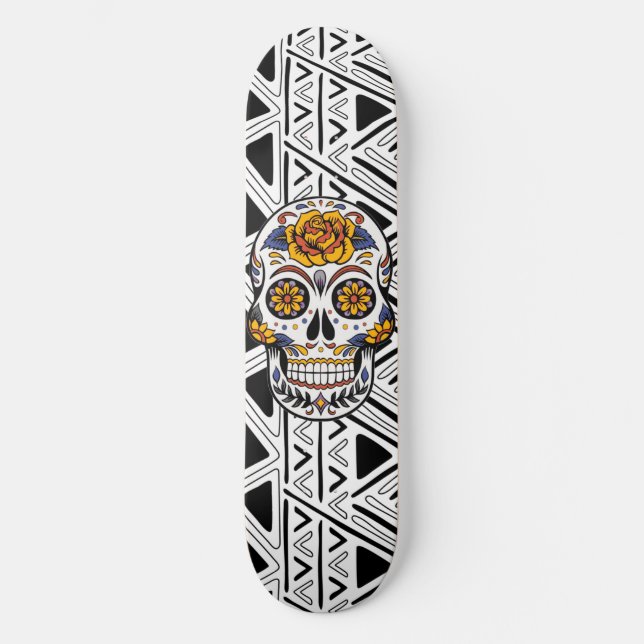Mexikanischer Zuckerschädel Skateboard (Vorderseite)