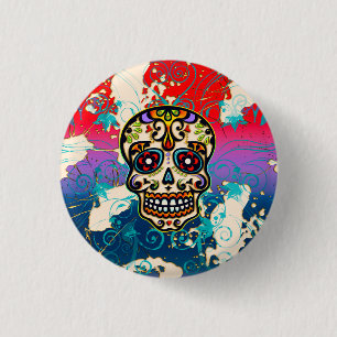 Mexikanischer Zuckerschädel, Tag der Toten, Zierg Button