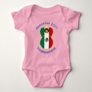 Mexikanisches Angel Hanukkah Flag Personalisiertes Baby Strampler