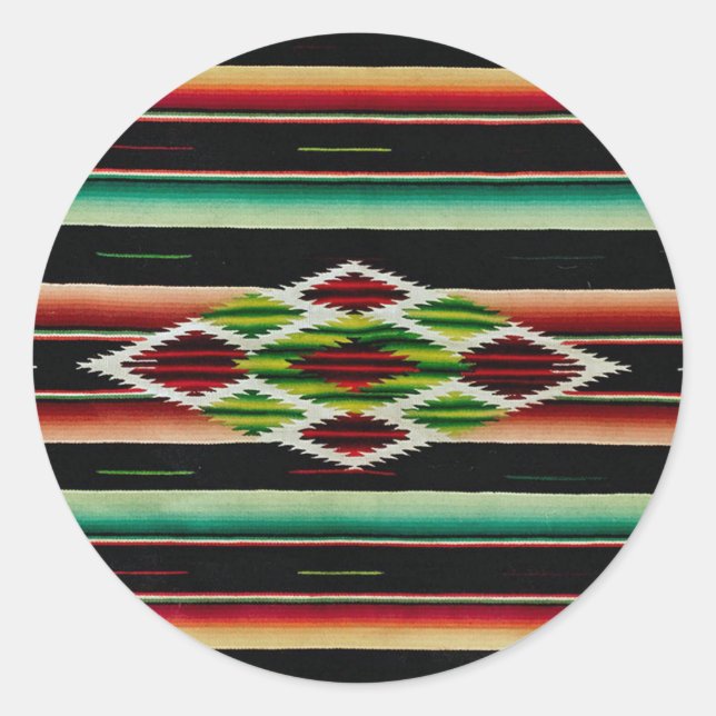 Mexikanisches Blanket Traditionelles spanisches Fi Runder Aufkleber (Vorderseite)