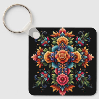 mexikanisches Blumendesign Schlüsselanhänger