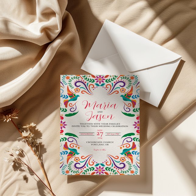 Mexikanisches Blumenfiesta farbenfrohe Boda Weddin Einladung (Mexican Floral Fiesta Colorful Boda Wedding Invitation)