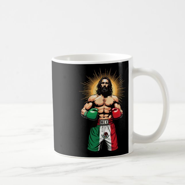 Mexikanisches Boxen Jesus Christ Mex Boxing Shorts Kaffeetasse (Rechts)