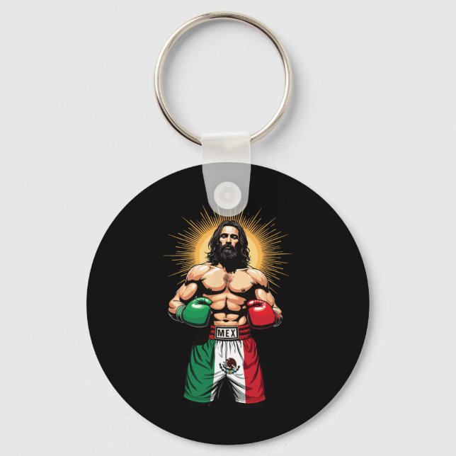 Mexikanisches Boxen Jesus Christ Mex Boxing Shorts Schlüsselanhänger (Vorderseite)