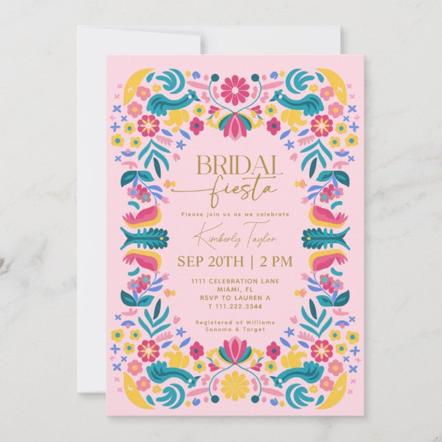 Mexikanisches Bridal Fiesta Pink-Brautparty Einladung (Vorderseite)