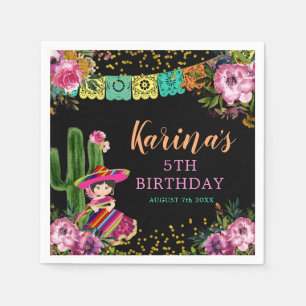 Mexikanisches buntes Fiesta-Blumenpapier Serviette