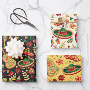 Mexikanisches Cinco-De-Mayo-Muster Geschenkpapier Set