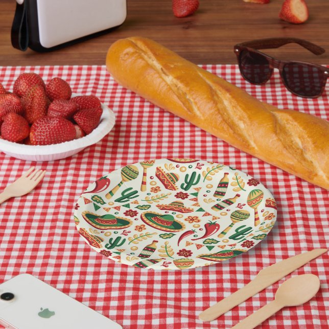 Mexikanisches Cinco-De-Mayo-Muster  Pappteller (Picknick)