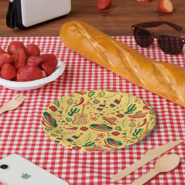 Mexikanisches Cinco-De-Mayo-Muster Pappteller (Picknick)