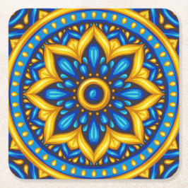 Mexikanisches Design von Blau und Gelb Rechteckiger Pappuntersetzer