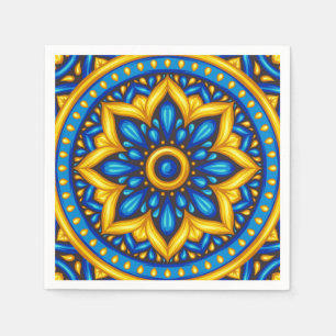 Mexikanisches Design von Blau und Gelb Serviette