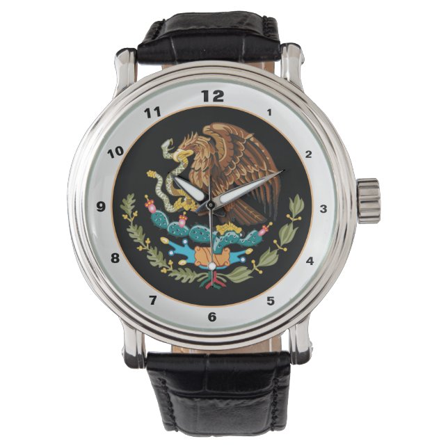 Mexikanisches Eagle-Wappen / Fahnenmode Armbanduhr (Vorderseite)