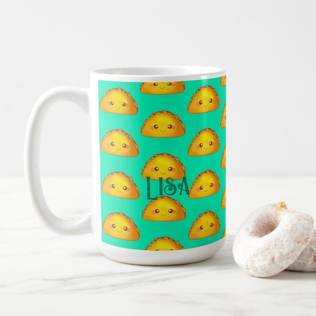 Mexikanisches Erdbeerriff - Hard Muschel Taco Kaffeetasse (Mit Donut)