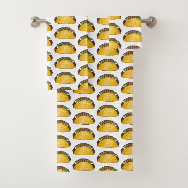 Mexikanisches Essen Taco Dienstag Print Feinschmec Badhandtuch Set (Insitu)