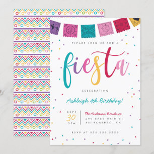 Mexikanisches farbiges Drehbuch Fiesta Kids' Gebur Einladung