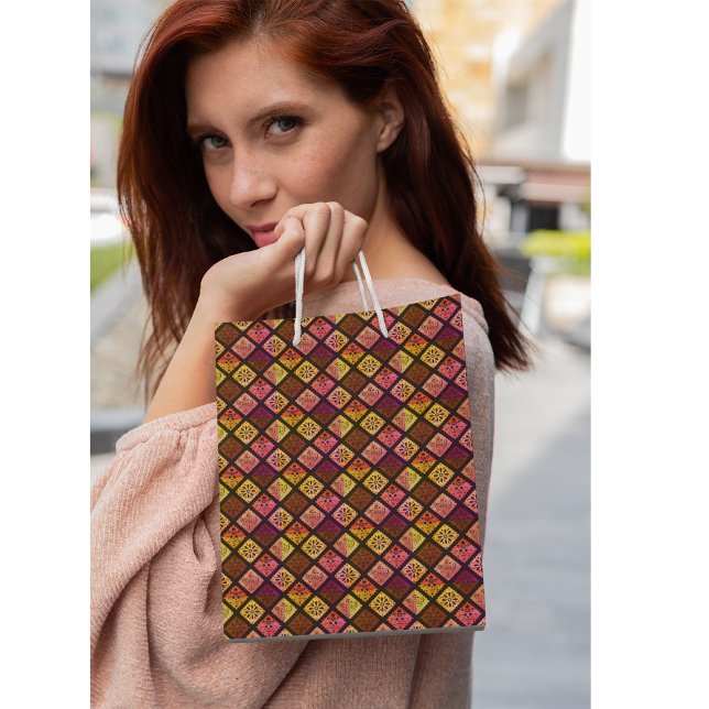 Mexikanisches farbiges Muster Dia de los Muertos Mittlere Geschenktüte (Von Creator hochgeladen)