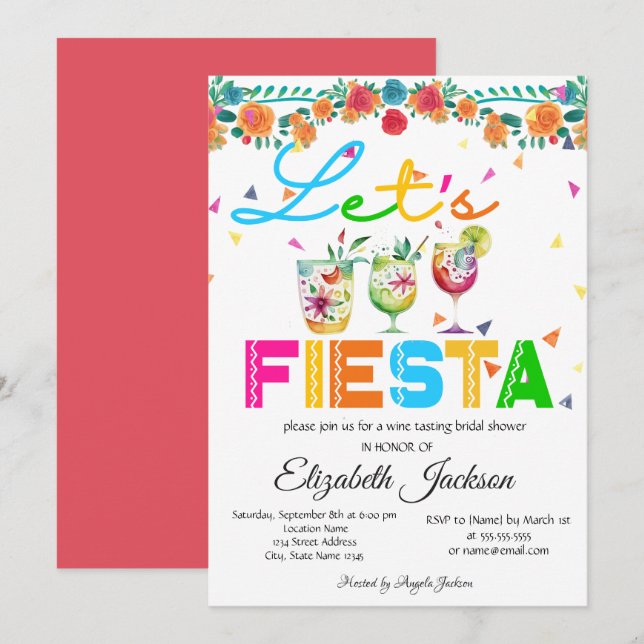 Mexikanisches Fiesta Brautparty Einladung (Vorne/Hinten)