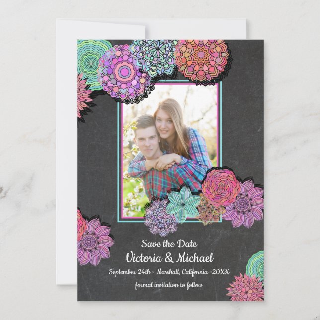 Mexikanisches Fiesta Floral Mandala Save the Date  (Vorderseite)