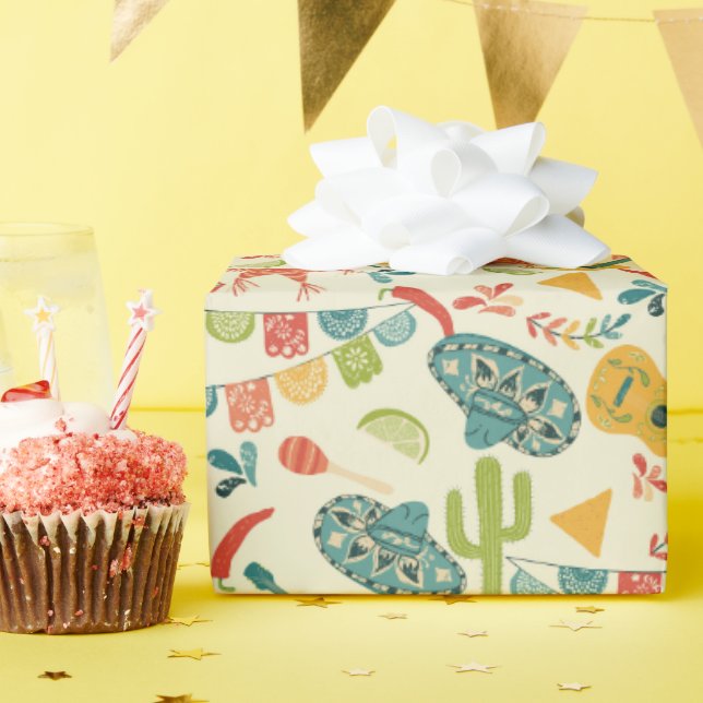Mexikanisches Fiesta Niedlich Gemustert Geschenkpapier (Geburtstagsparty)