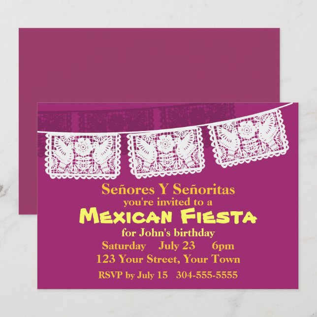Mexikanisches Fiesta-Party Einladung (Vorne/Hinten)