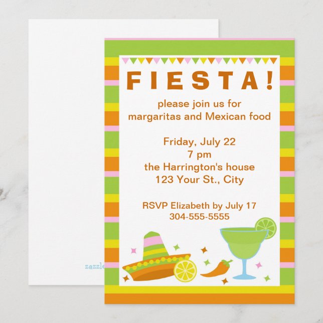 Mexikanisches Fiesta-Party Einladung (Vorne/Hinten)
