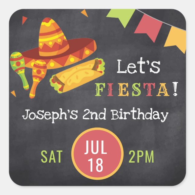 Mexikanisches Fiesta-Party Save the Date Quadratischer Aufkleber (Vorderseite)