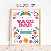 Mexikanisches Fiesta-Taco-Bar-Schild in Rosa und G