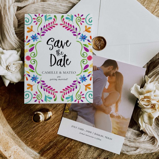 Mexikanisches Fiesta-Thema Save the Date mit Foto Einladung (Von Creator hochgeladen)