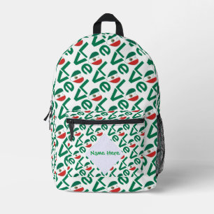 Mexikanisches Flagge-Herz-Grün LOVE Kachel persona Bedruckter Rucksack