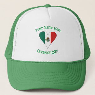 Mexikanisches Flaggenherz Personalisiert Truckerkappe