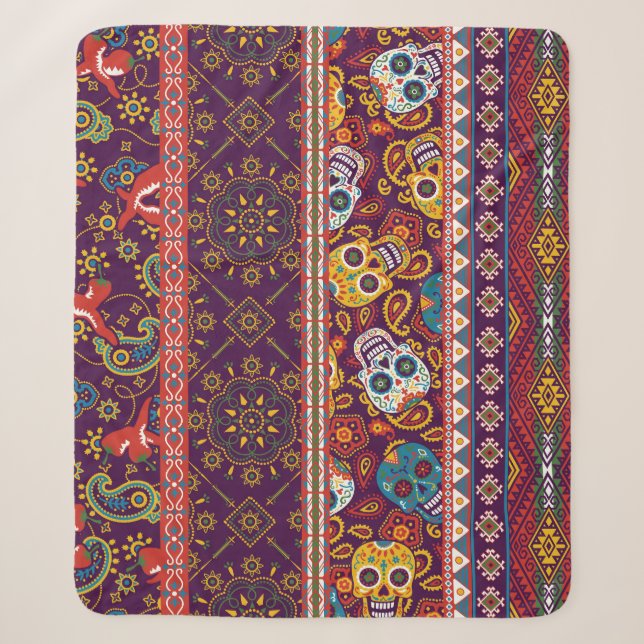 Mexikanisches Flickwerk: Vintages Design. Sherpadecke (Vorderseite)