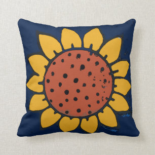 Mexikanisches Fliesen-Sonnenblume-Blau Kissen