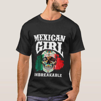 Mexikanisches Girl Unbrechbares Erbe Mexiko Flagge T-Shirt