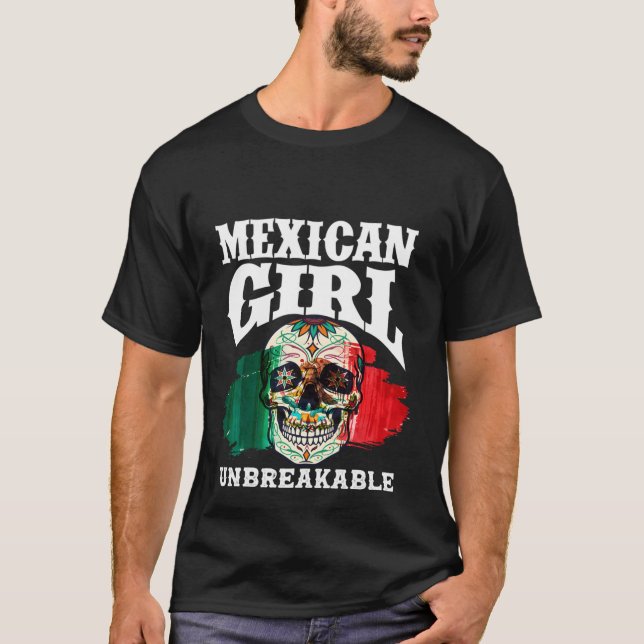 Mexikanisches Girl Unbrechbares Erbe Mexiko Flagge T-Shirt (Vorderseite)