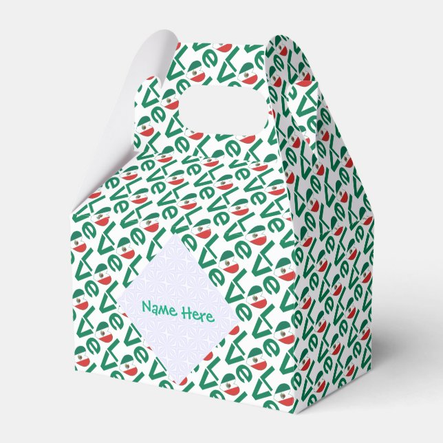 Mexikanisches Herz LIEBE getechtes Green Personali Geschenkschachtel (Vorderseite)