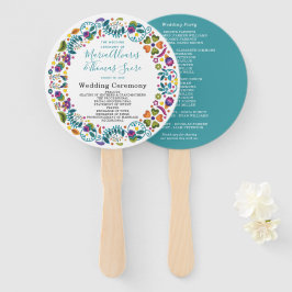 Mexikanisches Hochzeitsprogramm mit Blumenmuster Fächer