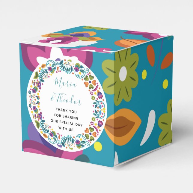 Mexikanisches Hochzeitsszenario mit Blumenmuster P Geschenkschachtel (Vorderseite)