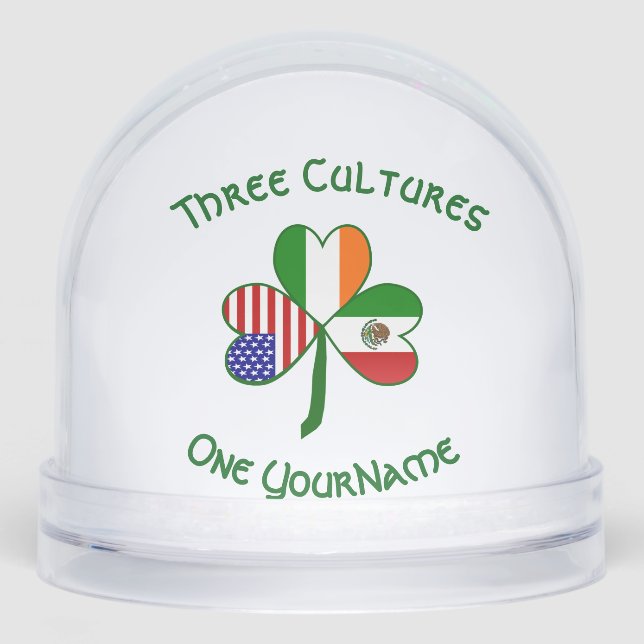 Mexikanisches Irish American Fags Kleeblatt Person Schneekugeln (Vorderseite)