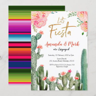 Mexikanisches Kaktus-Fiesta-Verlobungs-Party Einladung