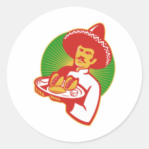 mexikanisches Kochsumhüllung Taco Burrito empanad Runder Aufkleber
