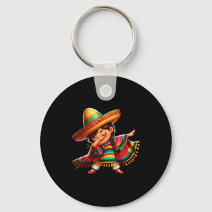 Mexikanisches Mädchen Dabbing Poncho Glückliche Pa Schlüsselanhänger