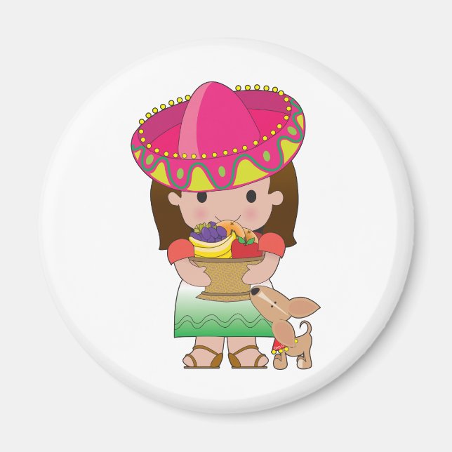 Mexikanisches Mädchen und Hund Magnet (Vorne)
