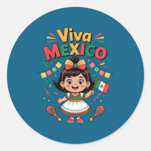 Mexikanisches Mädchen Viva Mexico T-Shirt Mexikani Runder Aufkleber